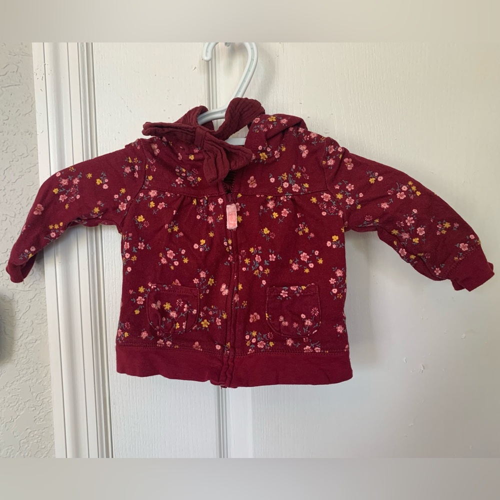 Carter’s Floral Zip-Up Hoodie & Headband, Size 9 months